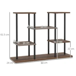 Planteholder 4 niveauer 61,5 cm træ kulbrun til inde/ude