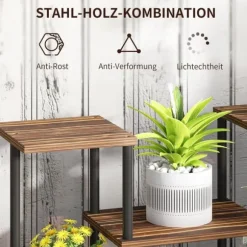 Planteholder 4 niveauer 61,5 cm træ kulbrun til inde/ude