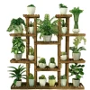 Planteholder, 9 niveauer, holdbart træ- og metaldesign,BRUN
