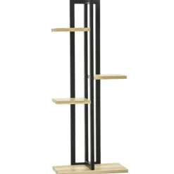 Planteholder 4 niveauer justerbar 110 cm træ sort/natur til inde/ude