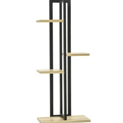 Planteholder 4 niveauer justerbar 110 cm træ sort/natur til inde/ude