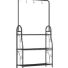 Planteholder 3 niveauer med bøjlestang og kroge 137 cm metal sort