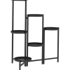Planteholder 6 niveauer med bakker sammenklappelig 80 cm metal sort