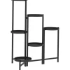Planteholder 6 niveauer med bakker sammenklappelig 80 cm metal sort