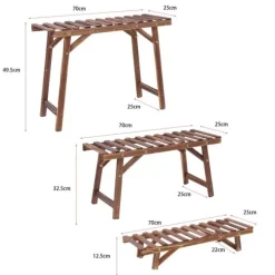 Planteholder - Stigehylde - 3 Niveauer - Træ - Indendørs/Udendørs - Montering Påkrævet - Brun