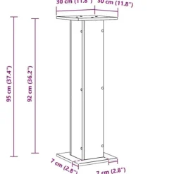 Planteholder 2 stk - Modern planteudstiller i sort eg | Størrelse: 30x30x95 cm