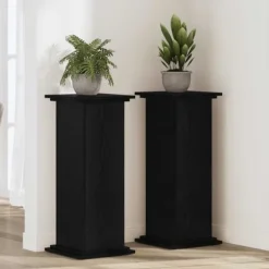 Planteholder i konstrueret træ - Moderne plante stativ | Farve: Sort | Størrelse: 33x33x100 cm