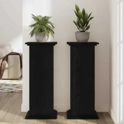 Planteholder i konstrueret træ - Moderne plante stativ | Farve: Sort | Størrelse: 33x33x100 cm