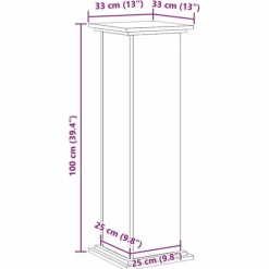 Planteholder i konstrueret træ - Moderne plante stativ | Farve: Sort | Størrelse: 33x33x100 cm