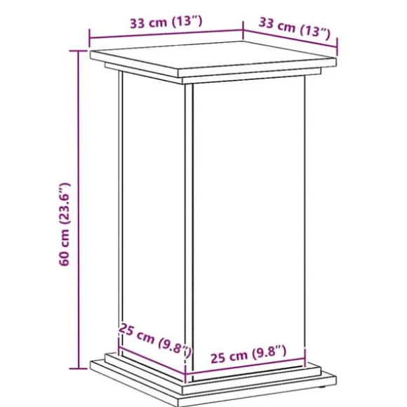 Planteholder i sort eg - Moderne plante stativ | Størrelse: 33x33x60 cm