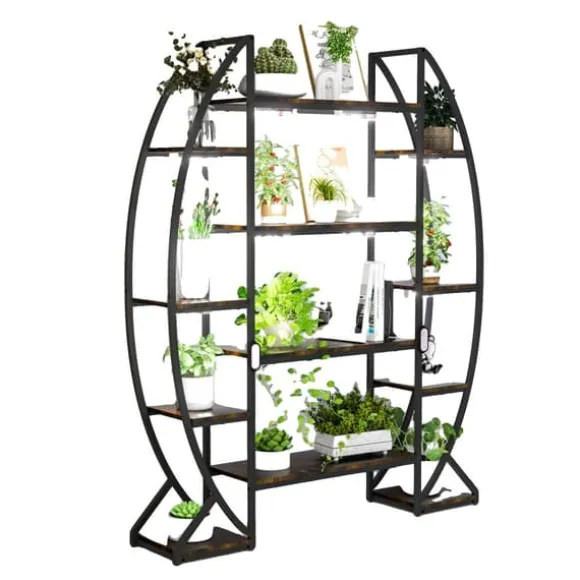 Planteholder, Industrielt Design, 5-Lags Opbevaring,XL, med lys