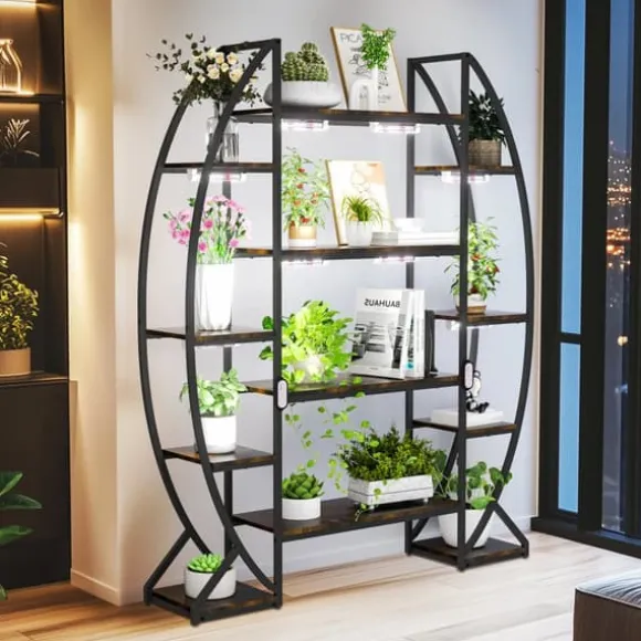 Planteholder, Industrielt Design, 5-Lags Opbevaring,XL, med lys