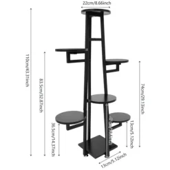 Planteholder, 7-lags design, indendørs og udendørs brug,sort