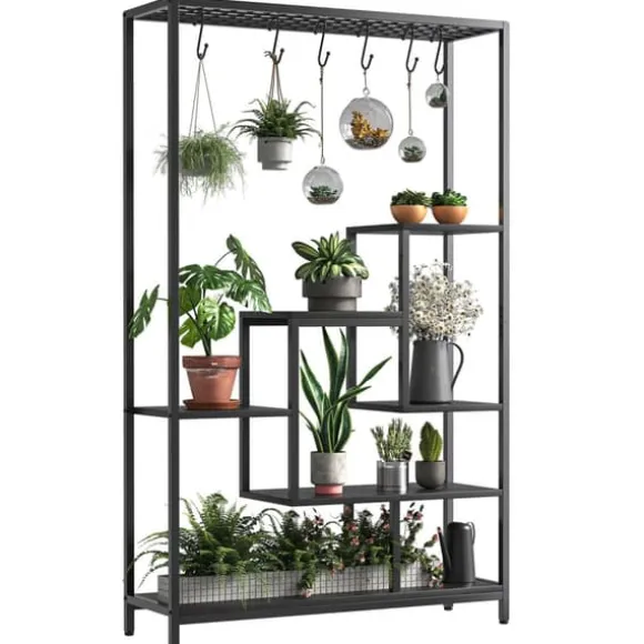 Planteholder, 5-lags design, alsidig indendørs organizer,sort