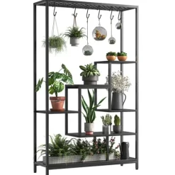 Planteholder, 5-lags design, alsidig indendørs organizer,sort
