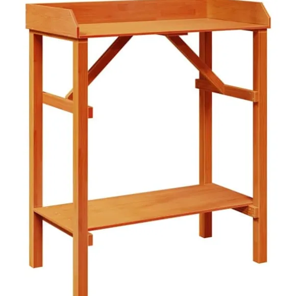 Planteholder med hylder i massivt fyrretræ - Stativ til planter | Farve: Brun | Størrelse: 75x40x90 cm