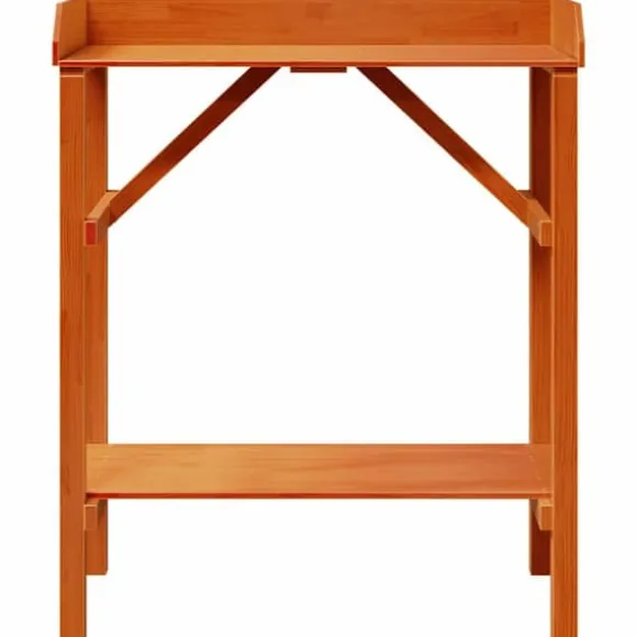 Planteholder med hylder i massivt fyrretræ - Stativ til planter | Farve: Brun | Størrelse: 75x40x90 cm