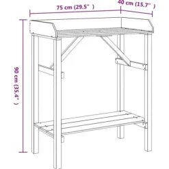 Planteholder med hylder i massivt fyrretræ - Stativ til planter | Farve: Brun | Størrelse: 75x40x90 cm