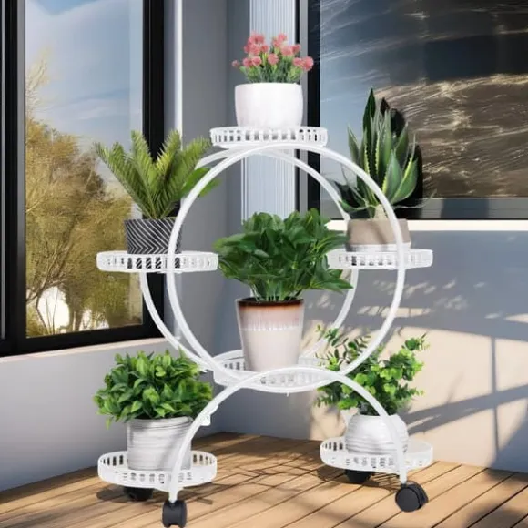 Planteholder, Multi-niveau Design, Indendørs og Udendørs Brug,HVID
