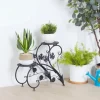 Planteholder 2-pak - Blomsterhylde - Rustbestandigt metal - Fire niveauer - Inde/ude altan have kontor - Samling - Sort