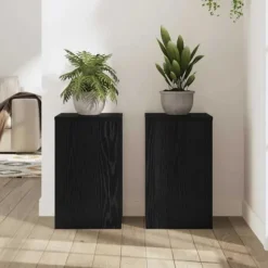 Planteholder sæt 2 stk - Moderne plante stande i sort eg | Størrelse: 30 x 30 x 50 cm