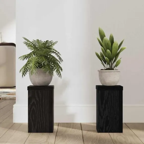 Planteholder sæt i sort eg - Elegant design | Størrelse: 10x10x18 cm | 2 pcs