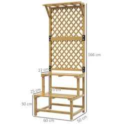 Planteholder træ 2 niveauer med espalier 60x50x166 cm gul til have/terrasse