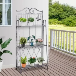 Planteholder, 44x25x96 cm, Sølv