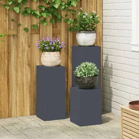Planteholdere 3 pcs - Minimalistisk Udendørs Design | Farve: Antracit | Størrelse: 24x24x75 cm