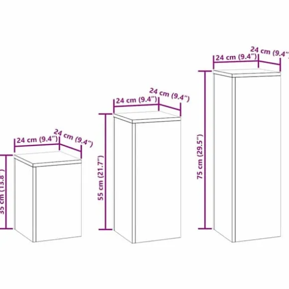 Planteholdere 3 pcs - Minimalistisk Udendørs Design | Farve: Antracit | Størrelse: 24x24x75 cm