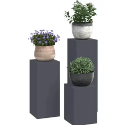 Planteholdere 3 pcs - Minimalistisk Udendørs Design | Farve: Antracit | Størrelse: 24x24x75 cm