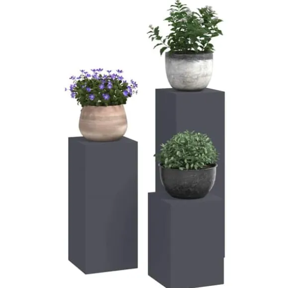 Planteholdere 3 pcs - Minimalistisk Udendørs Design | Farve: Antracit | Størrelse: 24x24x75 cm