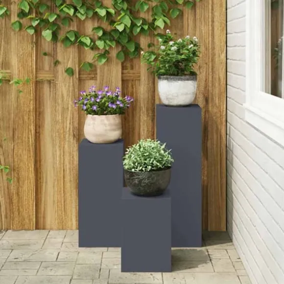 Planteholdere 3 pcs - Minimalistisk Udendørs Design | Farve: Antracit | Størrelse: 24x24x75 cm