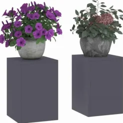 Planteholdere 2 stk - Minimalistisk Stål | Farve: Antracit | Størrelse: 24x24x35 cm