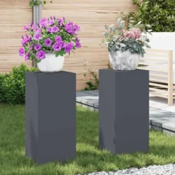 Planteholdere 2 stk - Minimalistisk Stål | Farve: Antracit | Størrelse: 24x24x55 cm