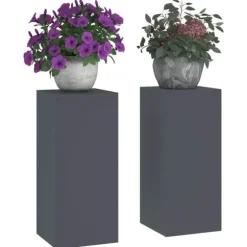 Planteholdere 2 stk - Minimalistisk Stål | Farve: Antracit | Størrelse: 24x24x55 cm