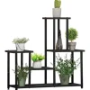 Plantehylde 4 niveauer metal sort 91 x 25 x 83 cm til have altan