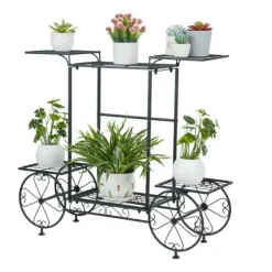 Plantehylde i vognstil - Blomsterreol - 6 Niveauer - Metal - Parisisk Stil - Inde/ude - Sort