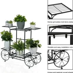 Plantehylde i vognstil - Blomsterreol - 6 Niveauer - Metal - Parisisk Stil - Inde/ude - Sort
