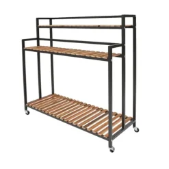 Plantehylde, 3-lags design, flytbar med universelle hjul,sort