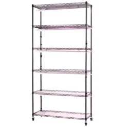 Plantehylde med vækstlampe - 6-lags plantestativ - Højde 180 cm - Hjul - Timer - Vækstlys 150 W 3800K fuldspektrum - Metal stativ - Til frøopstart