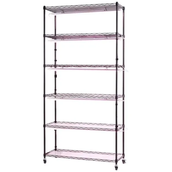 Plantehylde med vækstlampe - 6-lags plantestativ - Højde 180 cm - Hjul - Timer - Vækstlys 150 W 3800K fuldspektrum - Metal stativ - Til frøopstart