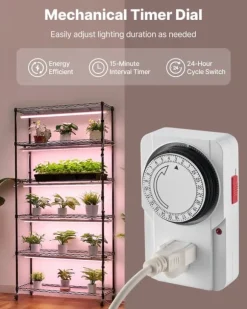 Plantehylde med vækstlampe - 6-lags plantestativ - Højde 180 cm - Hjul - Timer - Vækstlys 150 W 3800K fuldspektrum - Metal stativ - Til frøopstart
