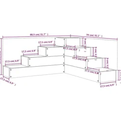 Plantekasse 4 niveauer i massivt douglasgran | Størrelse: 80,5x79x36 cm