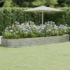 Plantekasse i galvaniseret stål - Højbed til have & terrasse | Størrelse: 373x140x36 cm | Farve: Sølv