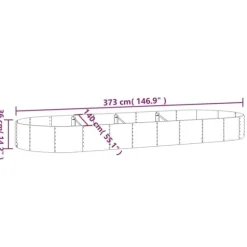 Plantekasse i galvaniseret stål - Højbed til have & terrasse | Størrelse: 373x140x36 cm | Farve: Sølv