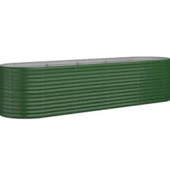 Plantekasse i galvaniseret stål - Holdbar og vejrbestandig | Størrelse: 296x80x68 cm | Farve: Grøn