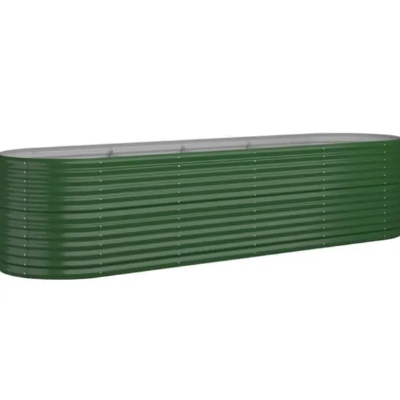 Plantekasse i galvaniseret stål - Holdbar og vejrbestandig | Størrelse: 296x80x68 cm | Farve: Grøn