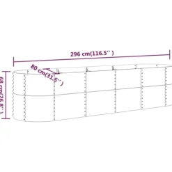 Plantekasse i galvaniseret stål - Holdbar og vejrbestandig | Størrelse: 296x80x68 cm | Farve: Grøn