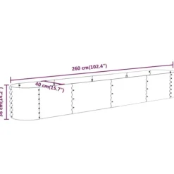 Plantekasse i galvaniseret stål - Højbed til have og terrasse | Størrelse: 260x40x36 cm | Farve: Grå